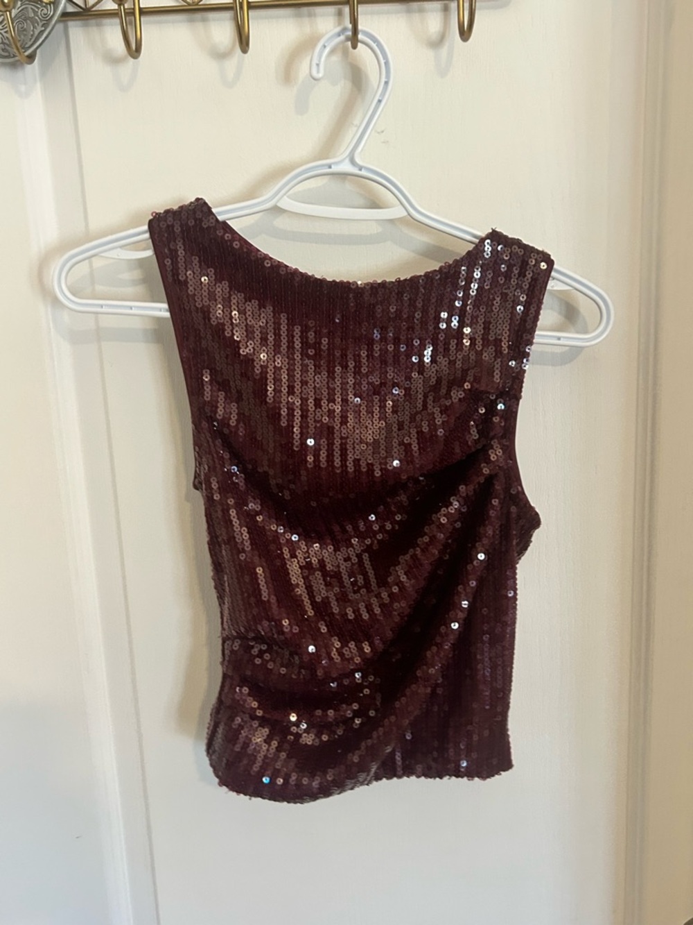 Ardene Sequin Tank Top in Deep Wine